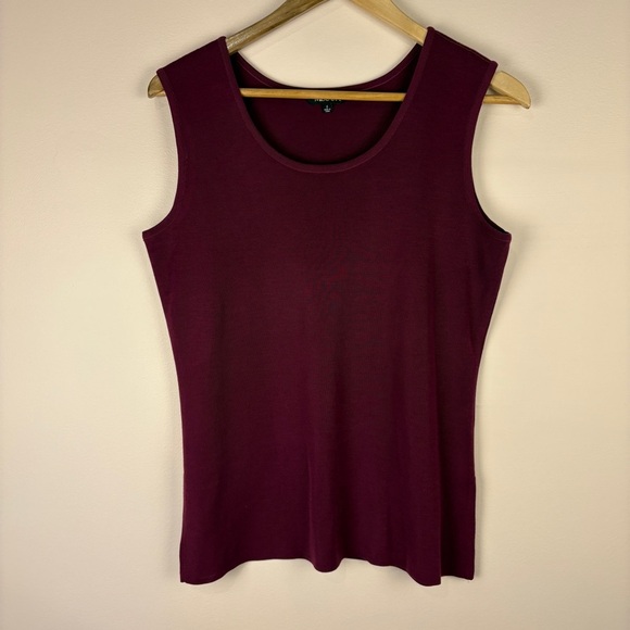 Misook Deep Burgundy Red Knit Sleeveless Tank Top - Picture 1 of 6